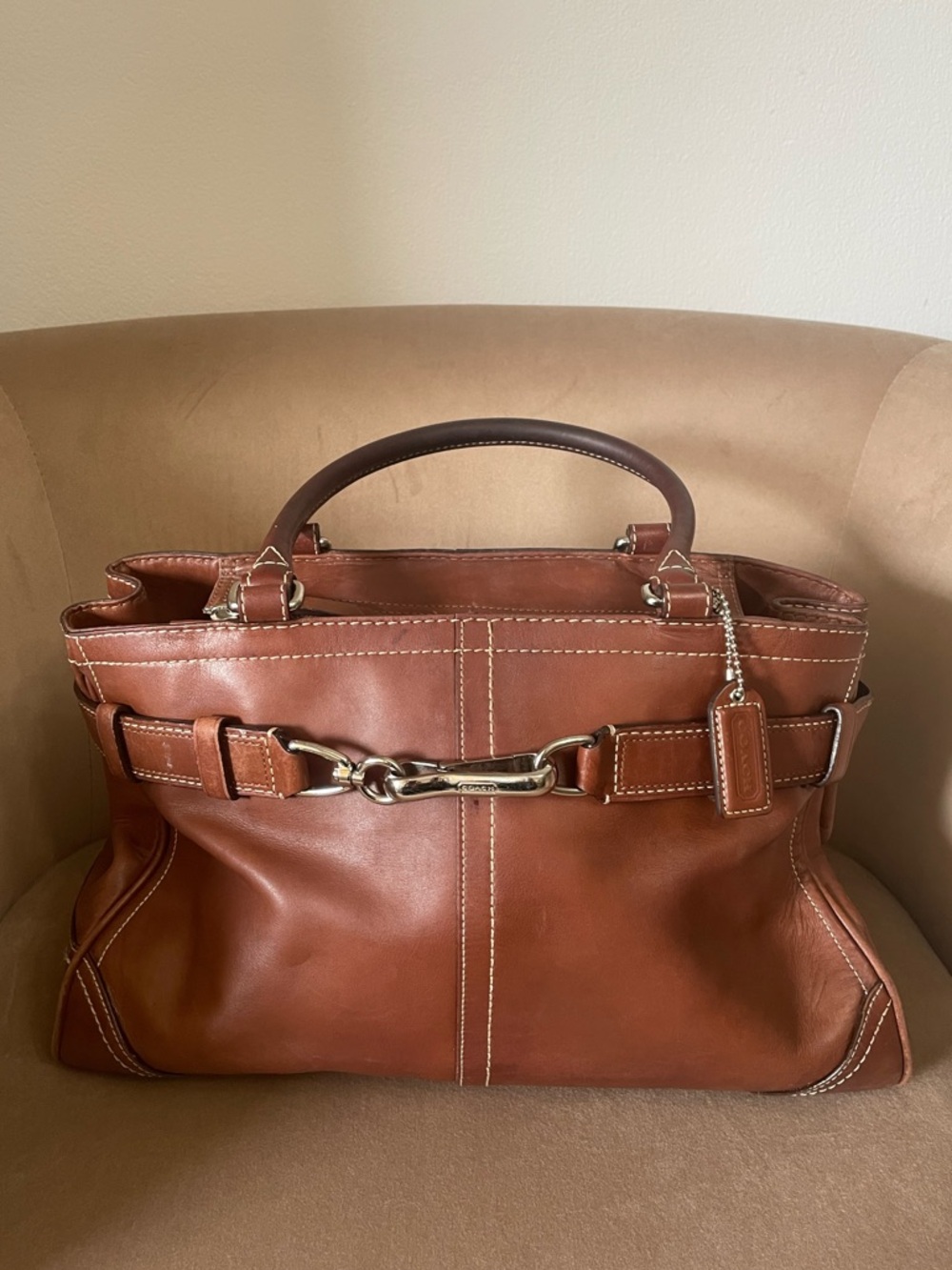 Coach Vintage Chocolate Brown Smooth Leather Hamptons Bag